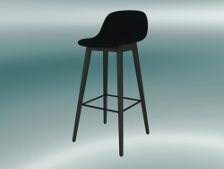 Chaise de bar avec base en bois et dossier en fibre (H 75 cm, noir)