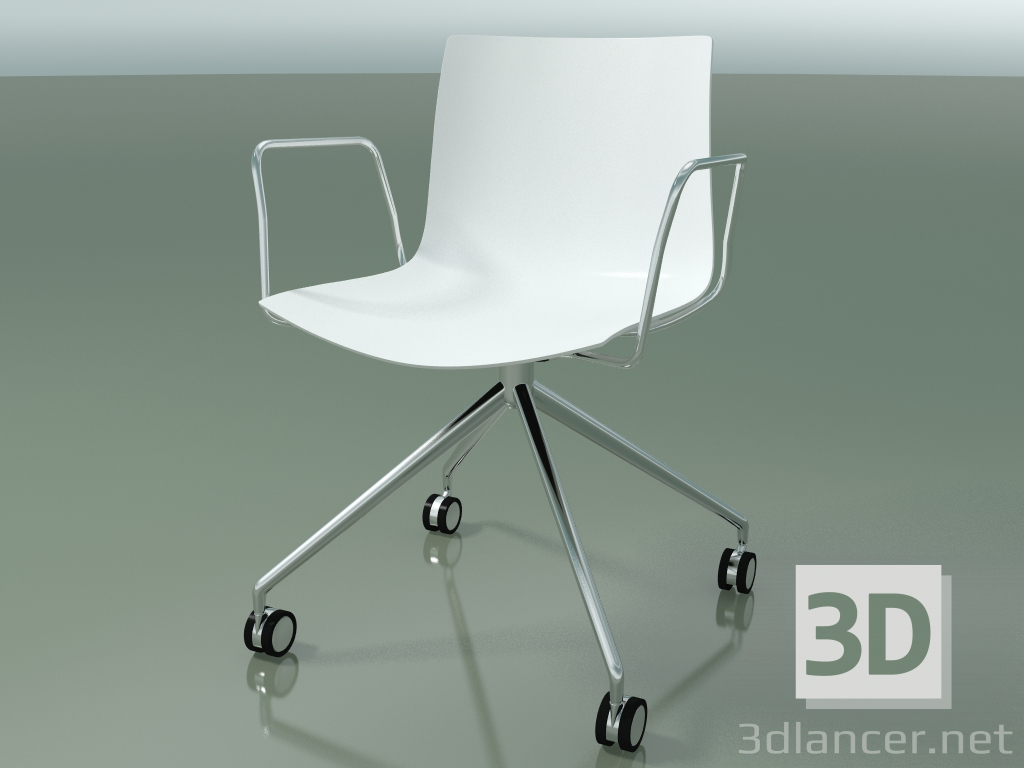 3d model Chair 0369 (4 castors, with armrests, LU1, polypropylene PO00101) - preview