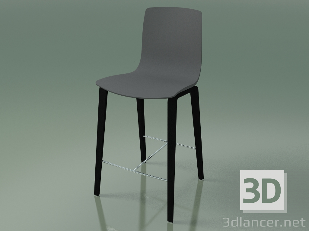 3D Modell Barstuhl 3993 (4 Holzbeine, Polypropylen, schwarze Birke) - Vorschau