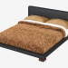 3d model Double bed in leather Vulcano finish - preview