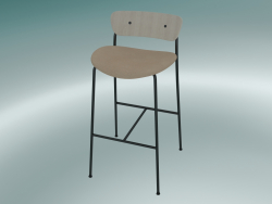Bar stool Pavilion (AV10, H 95cm, 50х52cm, Lacquered oak, Leather - Silk Аniline)