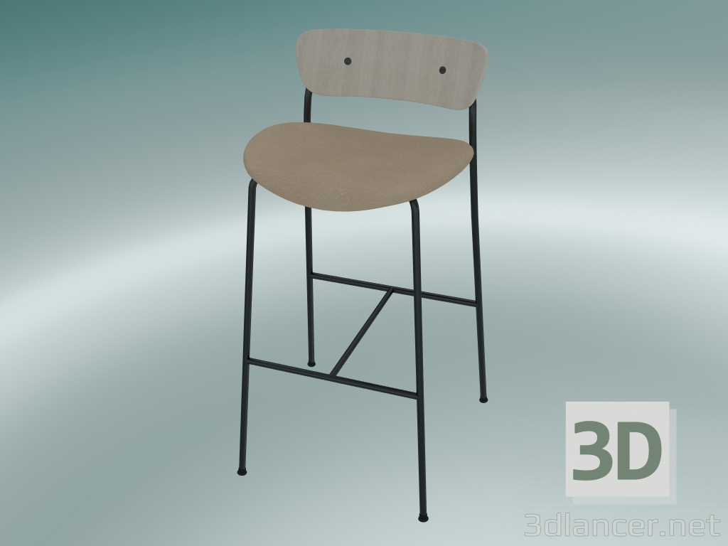 3D modeli Bar taburesi Köşkü (AV10, H 95cm, 50х52cm, Lake meşe, Deri - Silk Аniline) - önizleme