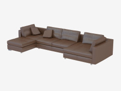 sofá de la esquina modular de cuero