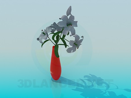 3D Modell Lilien in einer vase - Vorschau
