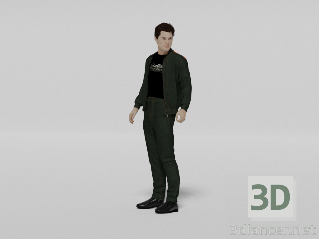 3d Man in overalls model buy - render