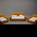 modèle 3D Canapé + 2 fauteuils - preview