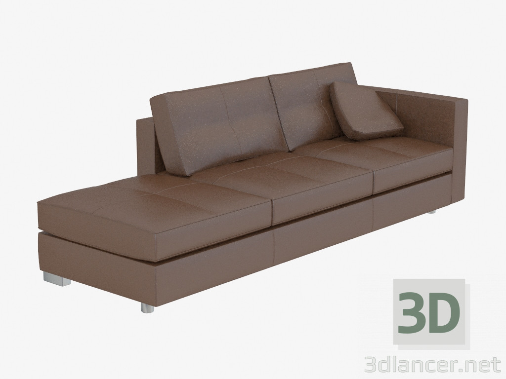 3D Modell Sofa modernes Leder Dreifach - Vorschau