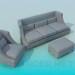 modèle 3D Canapé, fauteuil et pouf - preview