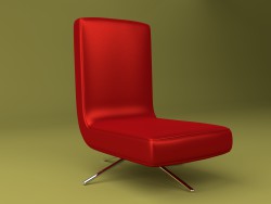 Chair made of red leather with metal legs