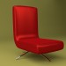 Modelo 3d Cadeira de couro vermelho com pernas de metal - preview
