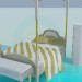 3d модель Кровать с крышей и тумбочками – превью