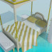 3D modeli Çatı ve başucu tablolarla yatak - önizleme