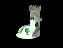 A flower pot stylized as a tower