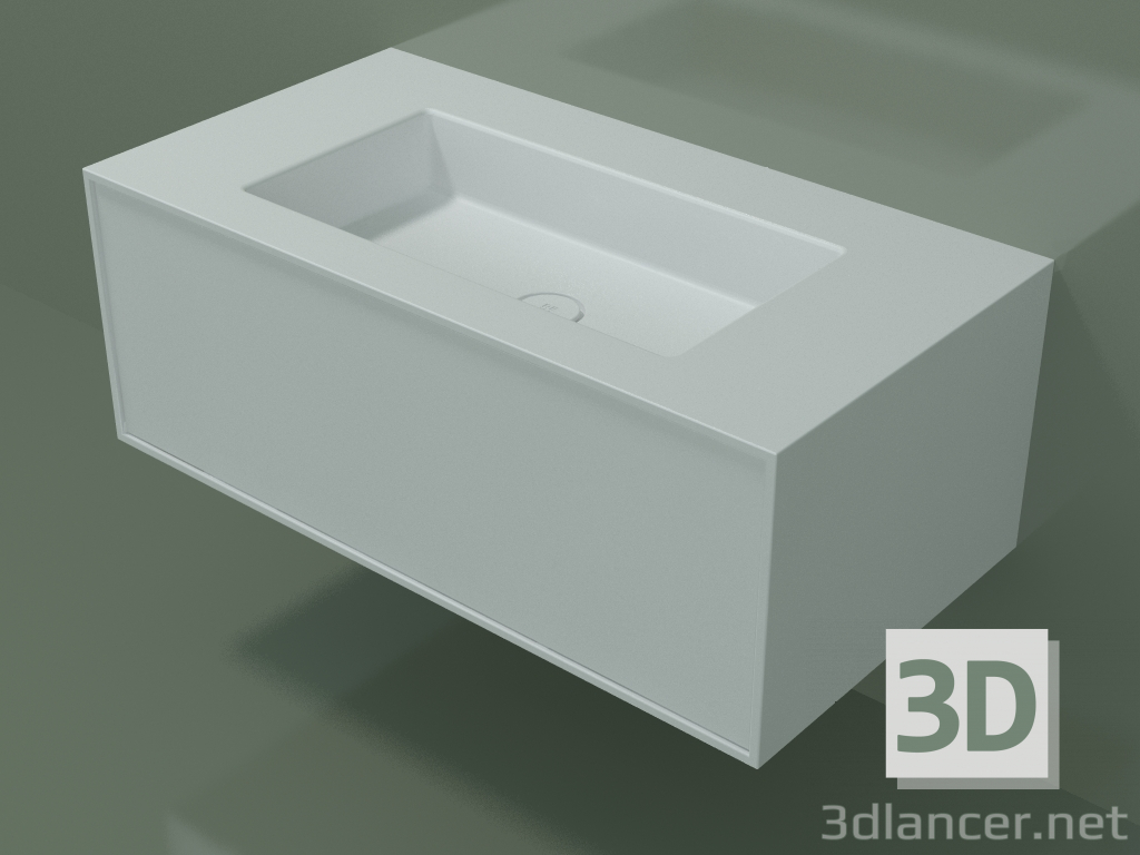 3D Modell Waschbecken mit Schublade (06UC52401, Glacier White C01, L 96, P 50, H 36 cm) - Vorschau