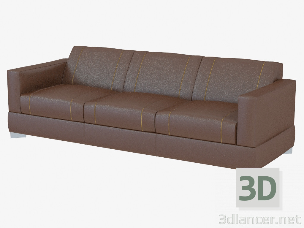 Modelo 3d sofás de couro Triplo - preview