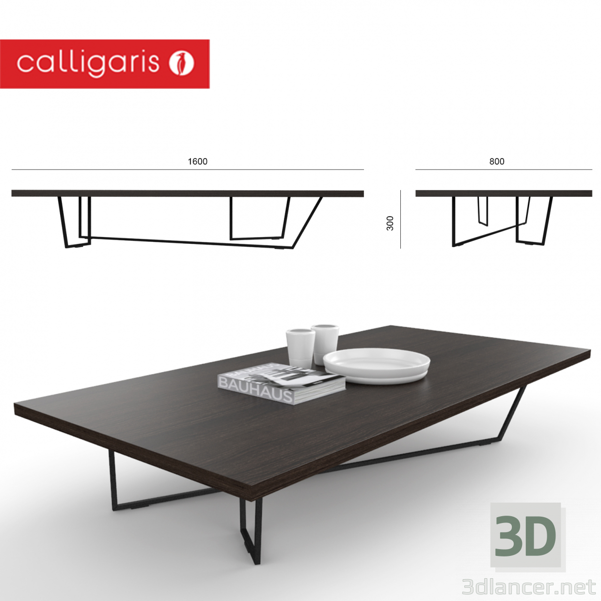 3D modeli Kahve Tablo Calligaris modeli DÜŞÜK T - önizleme
