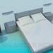 3D modeli Yatak, başucu masaları ve makyaj seti - önizleme