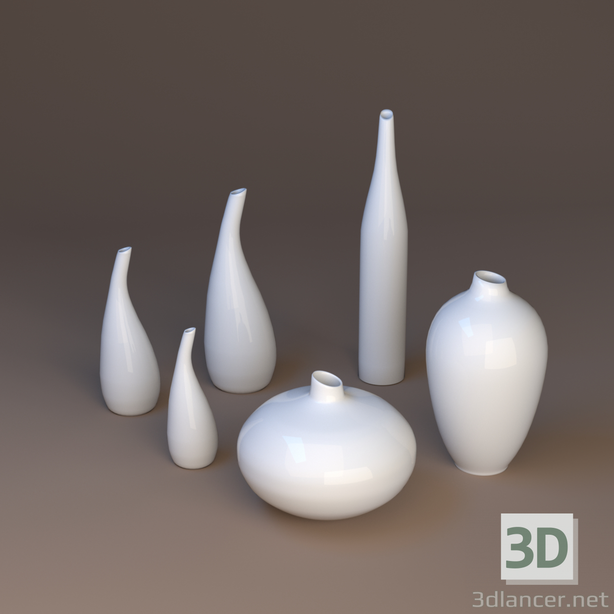 3d Porcelain vases model buy - render