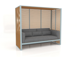 Al Fresco sofa with artificial wood aluminum frame and high back (Blue gray)