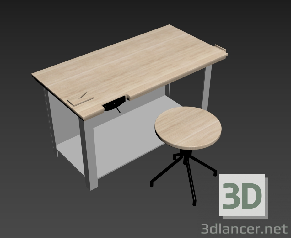 modello 3D Tavolo per laboratorio scolastico - anteprima