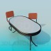 modello 3D Set ufficio di tavolo e sedie - anteprima