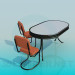 3d модель Офісний набір стіл і стільці – превью