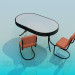modèle 3D Ensemble de bureau de table et chaises - preview