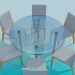 modèle 3D Table à thé ronde et 6 chaises - preview