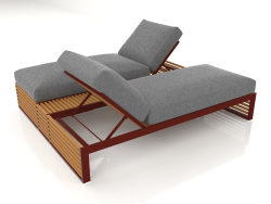 Cama doble para relajarse con estructura de aluminio de madera artificial (rojo vino)