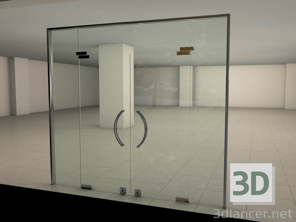 Modelo 3d Porta de vidro da loja - preview
