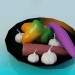 3D Modell Teller mit Gemüse - Vorschau