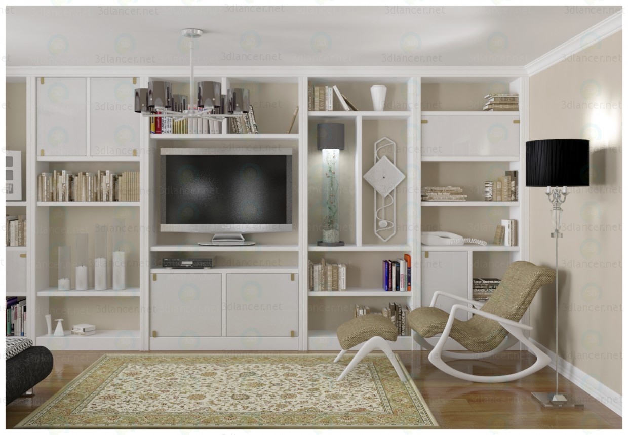 3d model Bookcase for living room - preview
