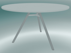 Table MART (9835-01 (⌀ 120cm), H 73cm, blanc HPL, extrudé en aluminium, thermolaqué blanc)