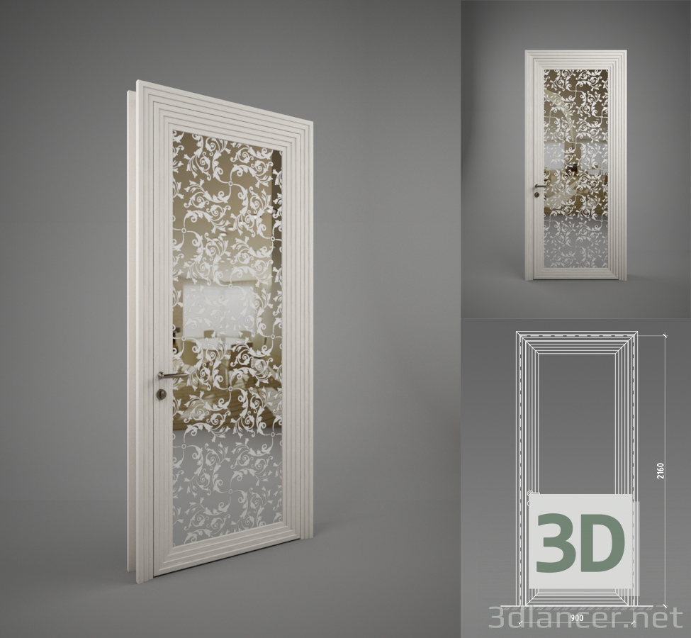 modèle 3D porte intérieure - preview