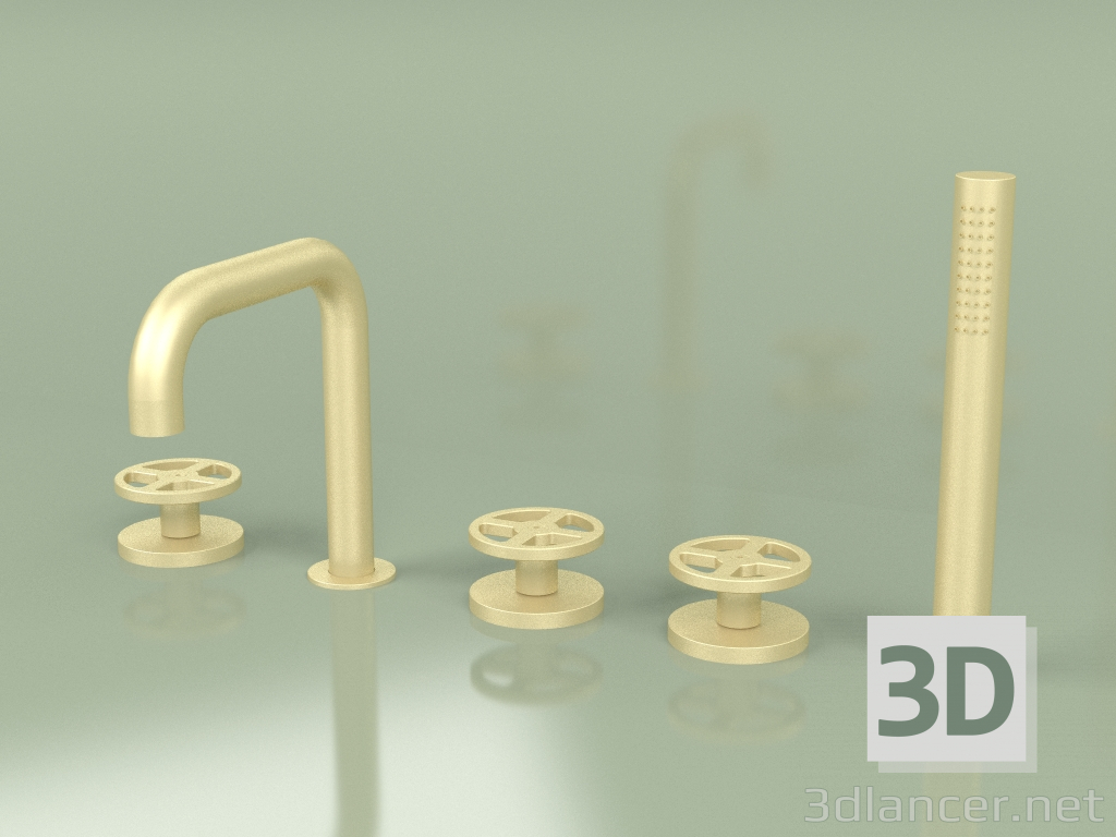 modello 3D Miscelatore con bocca girevole e miscelatore idroprogressivo con doccetta (20 98, OC) - anteprima