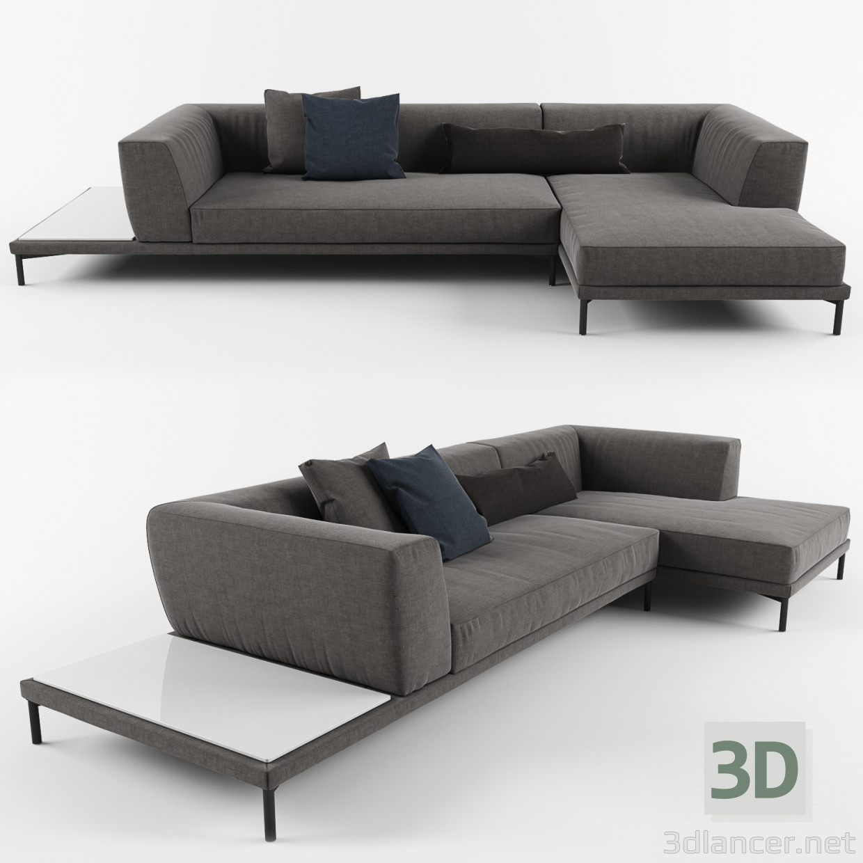 3d model Free brown sofa - preview