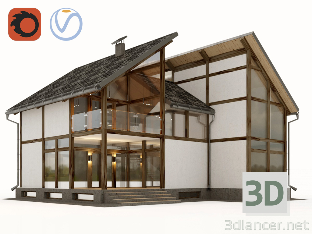 3D Modern fachwerk modeli satın - render