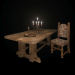3d Old oak table. model buy - render