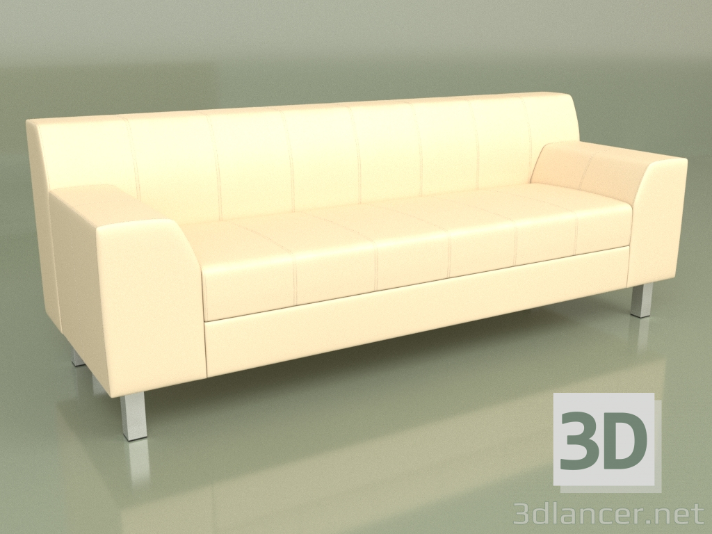 modello 3D Divano Flagship 3 posti (pelle beige) - anteprima