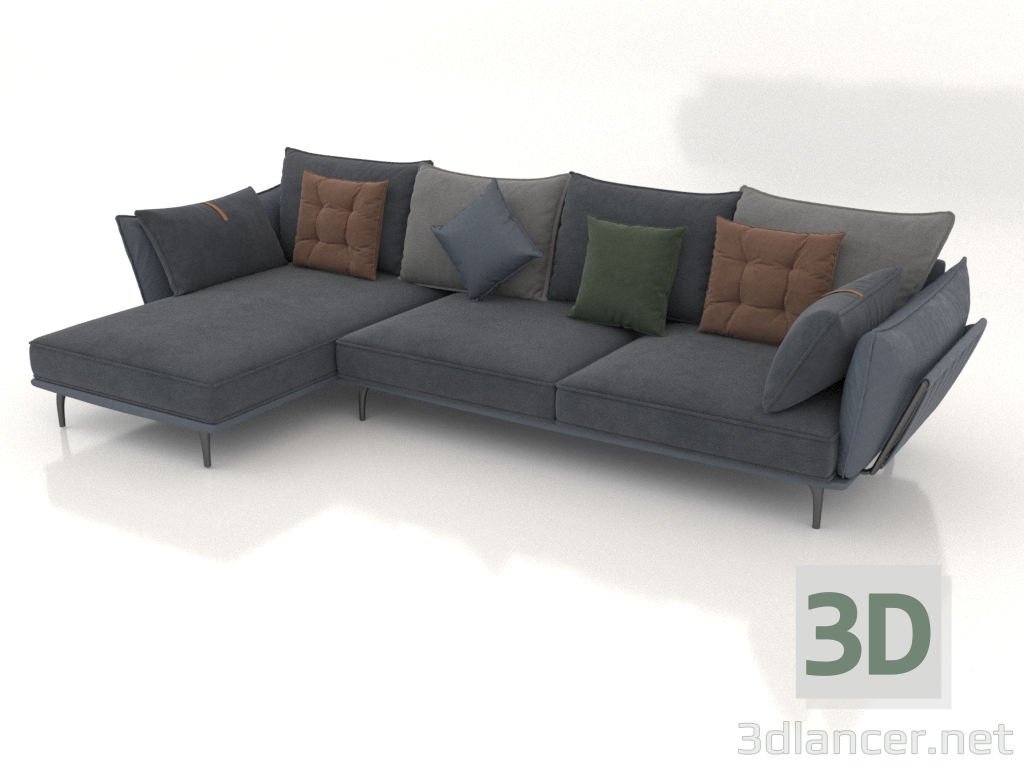 3D Modell Sofa Oregon (330x185cm) Ecke links (blaugrau) - Vorschau