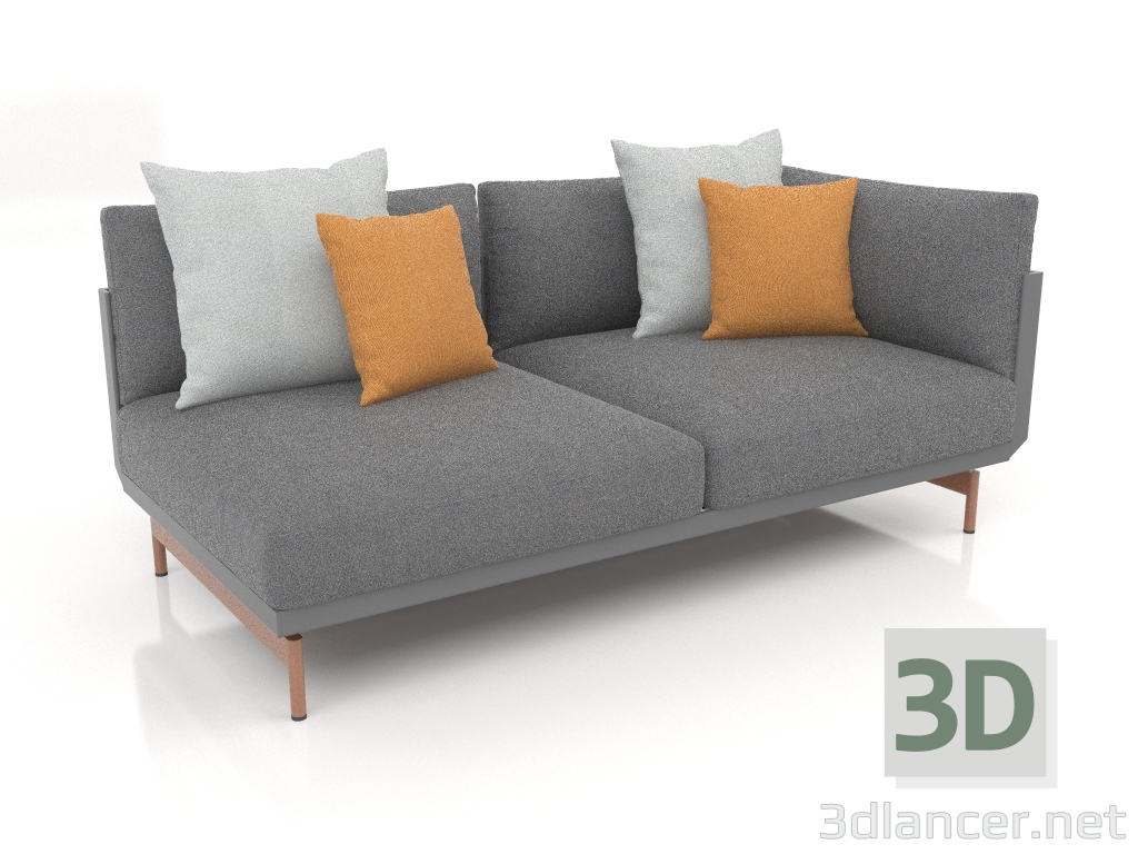 3d model Módulo sofá sección 1 derecha (Antracita) - vista previa