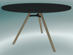 Table MART (9835-01 (⌀ 120cm), H 73cm, noir HPL, aluminium, plaqué frêne naturel)