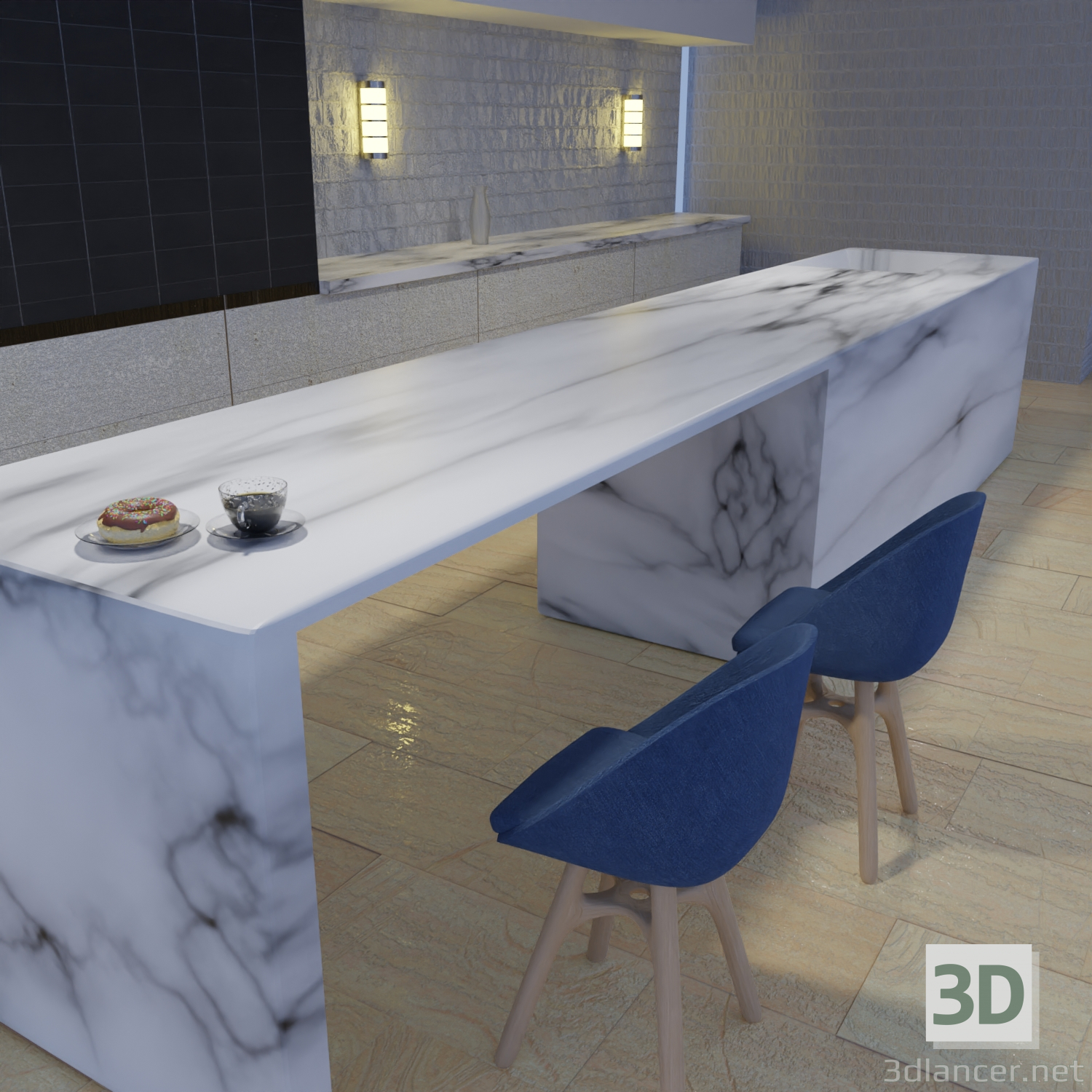 3 डी रसोई का कमरा मॉडल खरीद - रेंडर