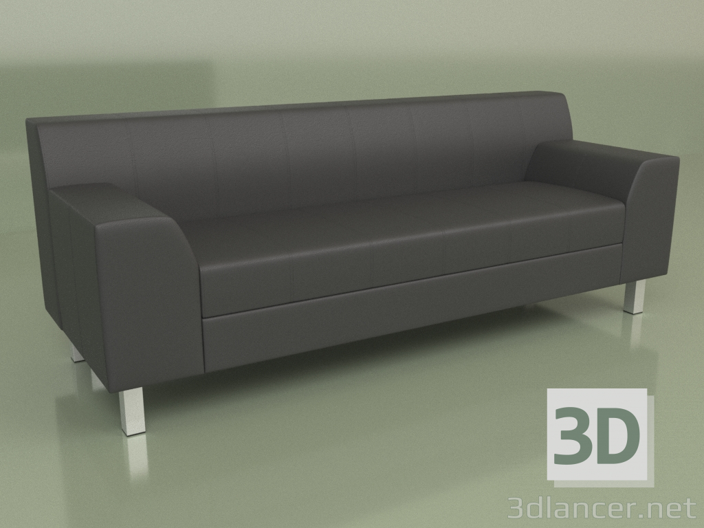 3D Modell Sofa Flaggschiff 3-Sitzer (Schwarzes Leder) - Vorschau