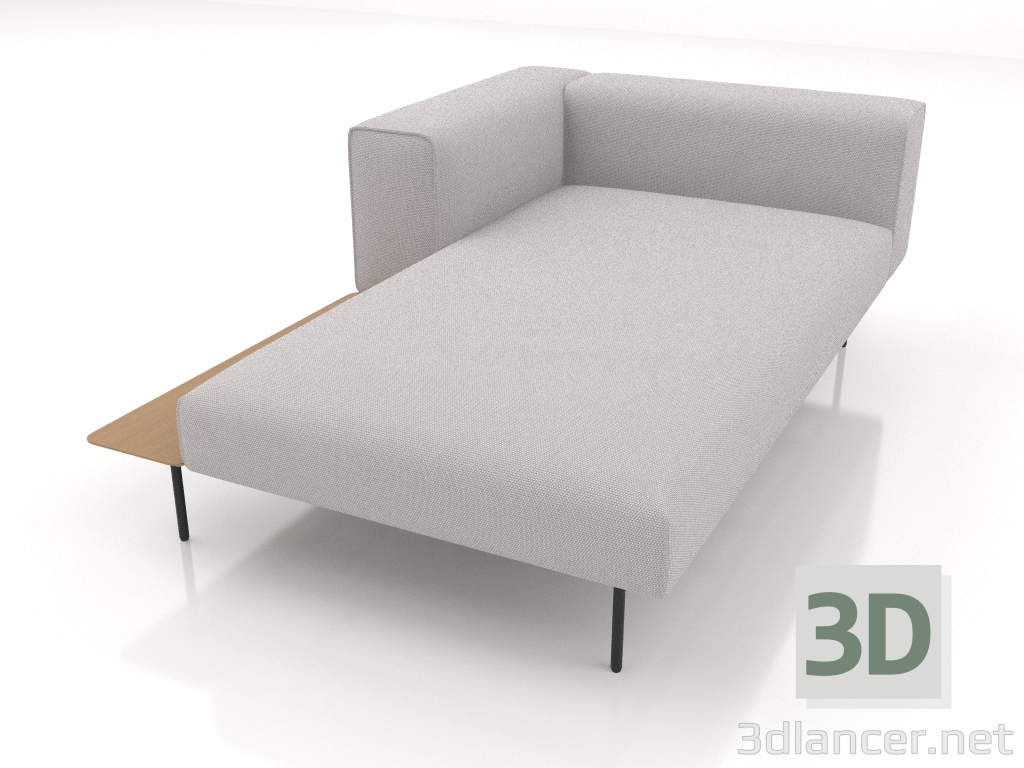 3D Modell Chaiselongue mit Armlehne und Ablage links - Vorschau