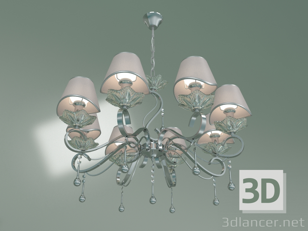 3d model Hanging chandelier 10085-8 (chrome-clear crystal Strotskis) - preview
