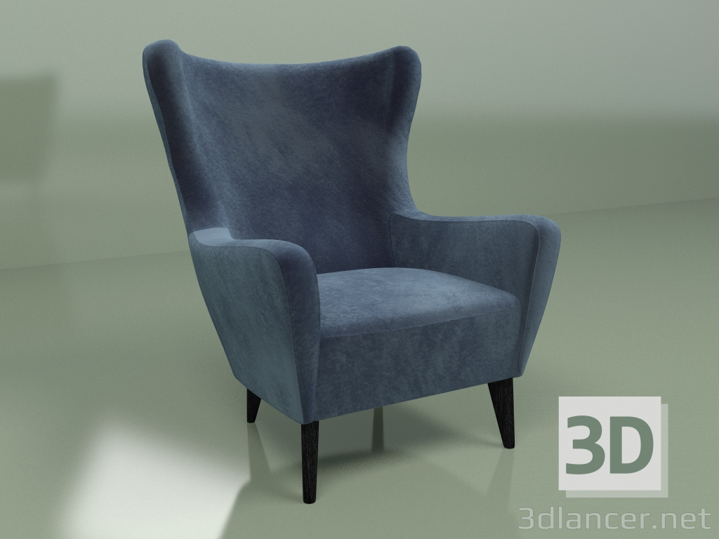 modèle 3D Fauteuil Elsa (bleu foncé) - preview
