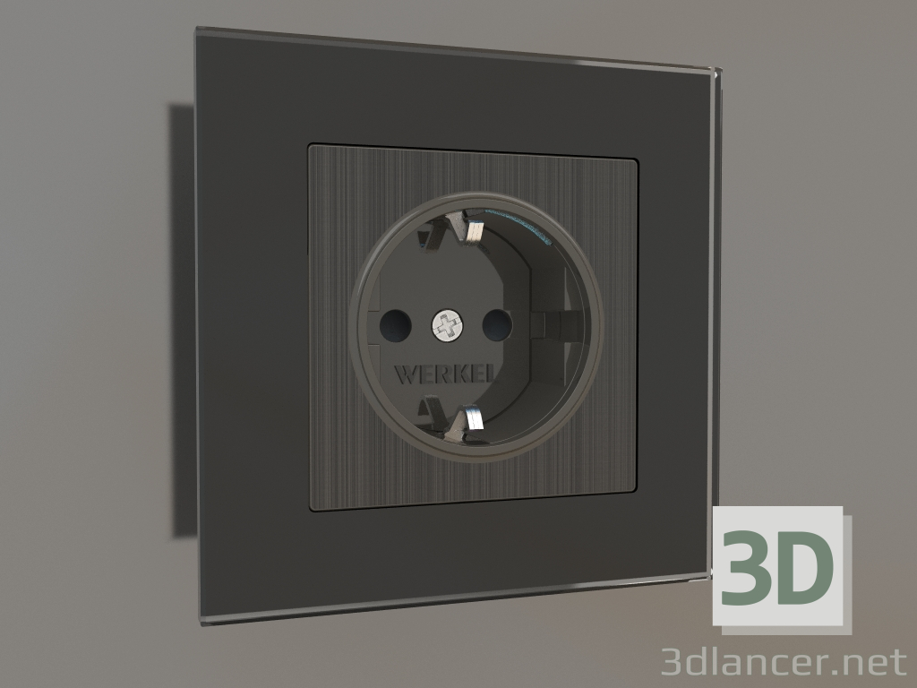 3d model Socket with grounding, shutters and lighting (bronze) - preview