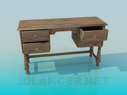 Wooden writing desk with drawers