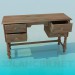 3d model Wooden writing desk with drawers - preview